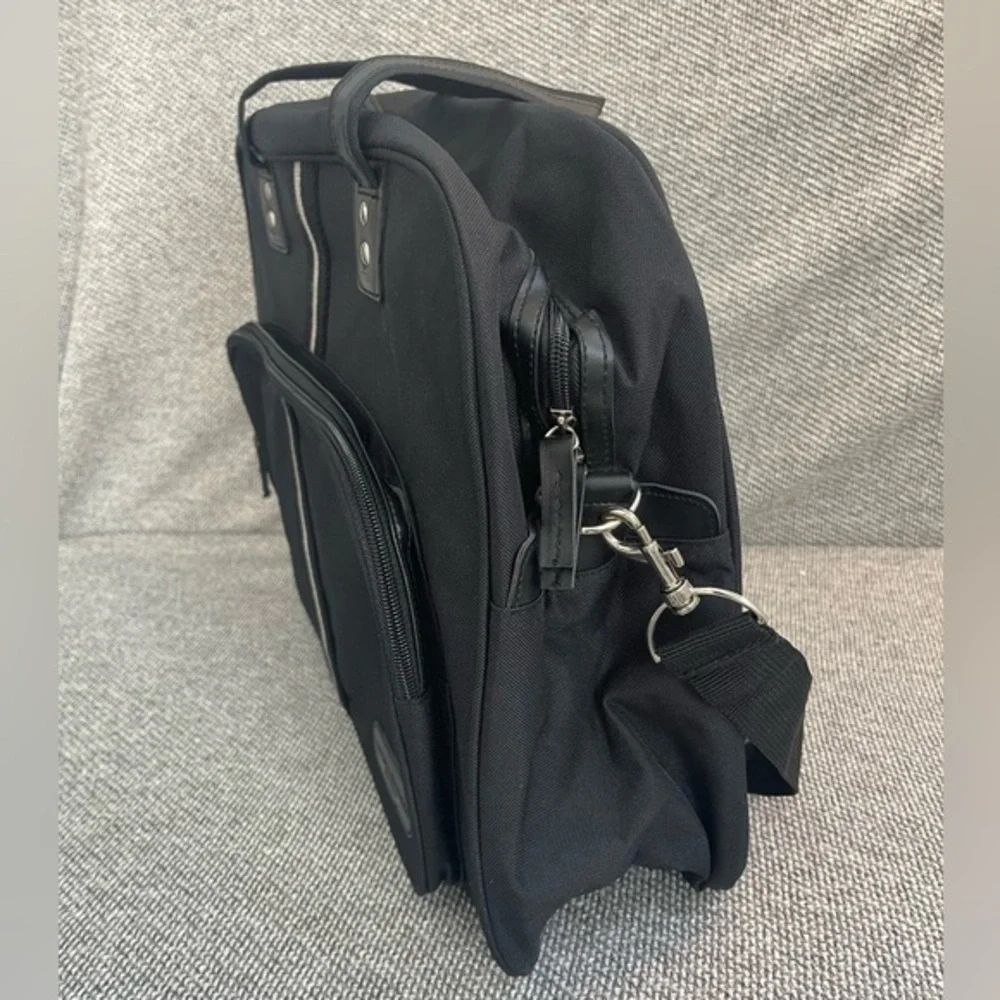 Carolina Herrera Black Laptop Bag with Geometric Design